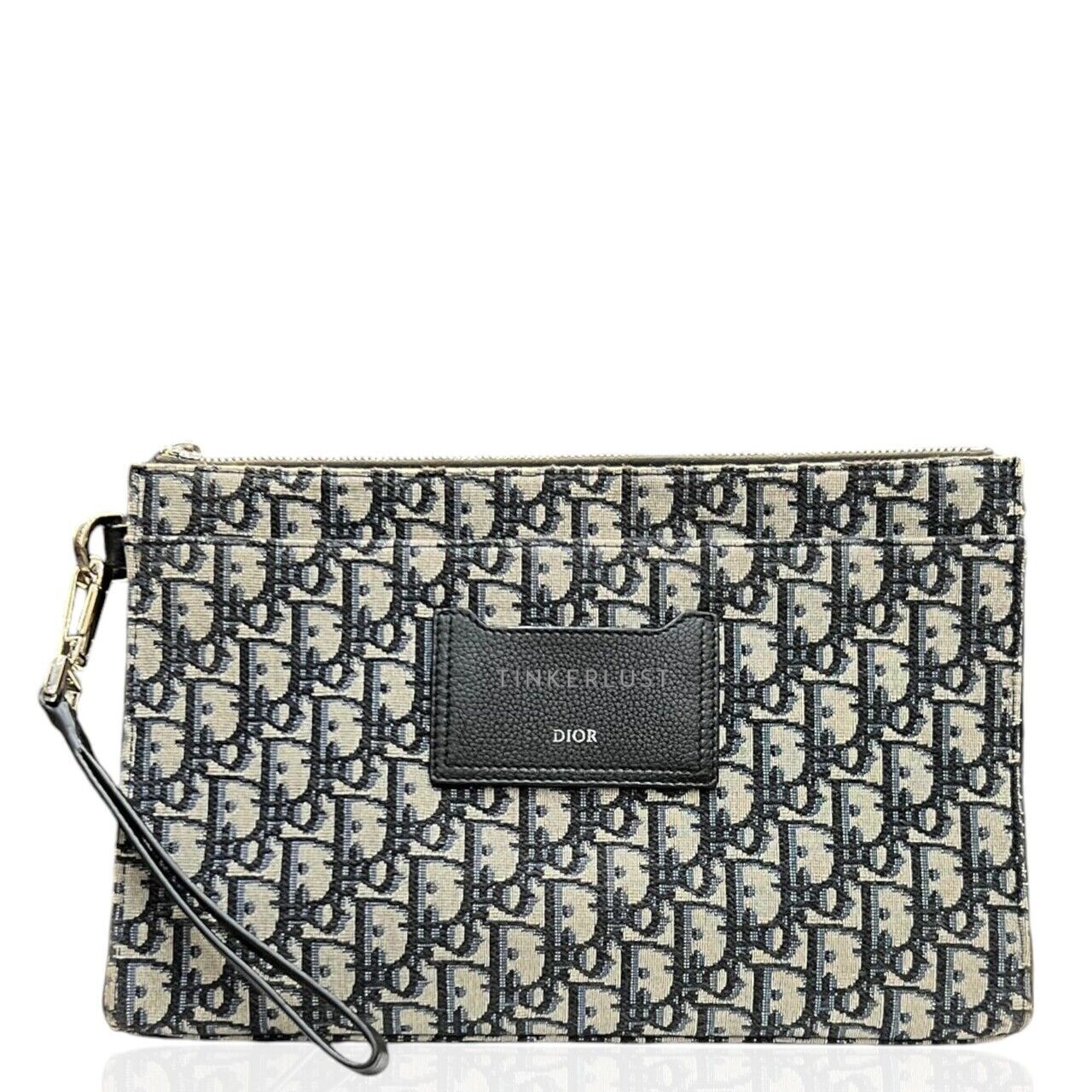 Dior ダークグレー ポーチ tas pouch Christian Dior A4 Oblique Jacquard Zipped Pouch